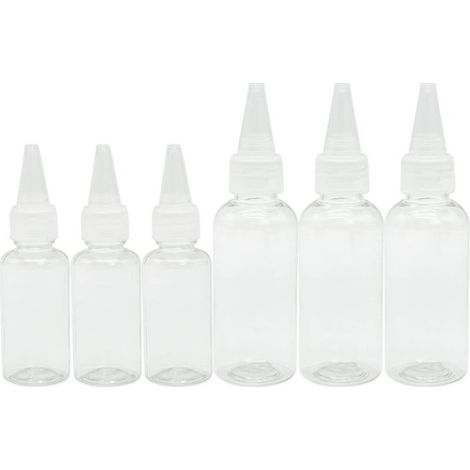 Set di 6 flaconi trasparenti comprimibili da 30 ml/50 ml, adatti per salsa barbecue, salsa chili, olio d'oliva, vernici, materiali liquidi per il fai da te e lozioni per la cura della pelle.