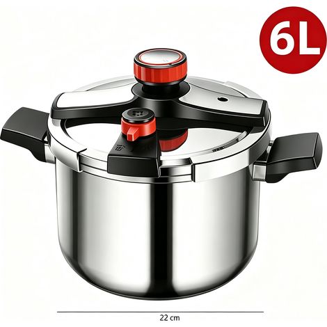 Autocuiseur 6L - acier inoxydable - trois niveaux de pression - compatible avec les cuisinières à gaz et les plaques à induction (1/5)
