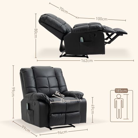 Fauteuil Massant Électrique Relaxation, Similicuir Noir, Structure Bois & Acier, 94x99x99 cm, Fauteuil de Massage Confort Ultime pour Salon (1/4)