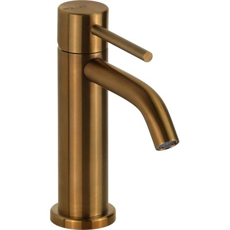 Miscelatore lavabo monoforo in acciaio PVD oro spazzolato senza piletta di scarico Pollini Marla 24100IOS PVD Oro Spazzolato