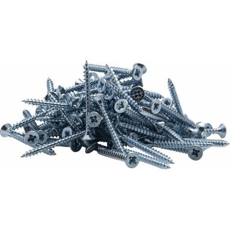Vis à bois tête fraisée PZ zinguée 4x16 mm – Filetage total – Lot de 100 vis pour bois dur – Vissage rapide et efficace – Vissal (1/6)