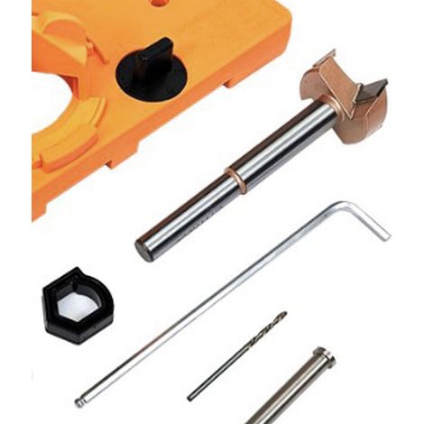 Scie cloche pour charnières de 35 mm (jaune) Scie cloche pour le travail du bois de 35 mm Scie cloche pour charnières de 35 mm Positionneur de charnières pour panneaux de porte Scie cloche pour le tra (1/5)