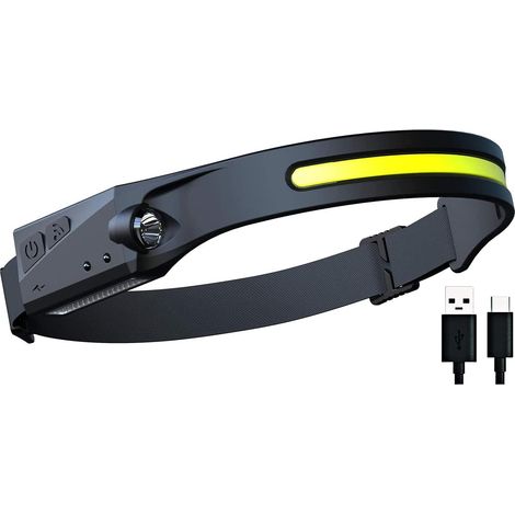 Lampe frontale Gobeam 230° USB COB, lampe frontale LED rechargeable ultra-lumineuse de 350 lumens avec capteur, légère et étanche, adaptée à la course à pied, à la randonnée, à la pêche et à d'autres (1/5)