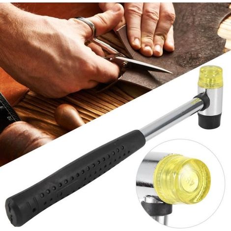 Atyhao maillet en caoutchouc Marteau à tête en caoutchouc détachable à double face Maillet artisanal en cuir avec (1/4)