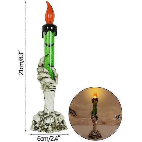 Bougie LED tête de mort d'Halloween, bougeoir fantôme, lampe LED sans flamme, accessoires d'horreur pour fête d'Halloween et décoration de bar b02 (1/5)