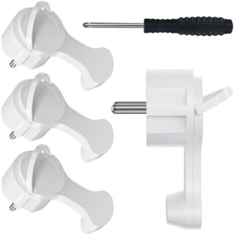 [4 Pièces] Fiche électrique Schuko, Fiche Extra-Plate à Contact de Pprotection Coudée avec Poignée Rabattable, 250V 16A pour Câbles Jusqu'à 3x1,5 mm² Fiche Plate Eurostecker, Blanc