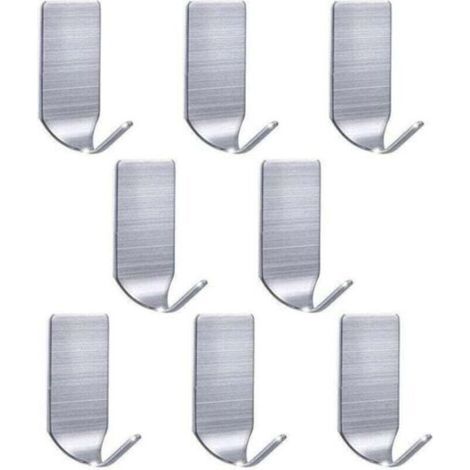Crochets muraux robustes et étanches en acier inoxydable pour robes, serviettes, porte-clés, sacs, guirlandes lumineuses - Maison, cuisine, salon, lot de 8 (1/4)