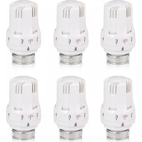 Tête Thermostatique de Radiateur - 6 Pièces, M30 X 1,5 pour Maison et Bureau (1/4)