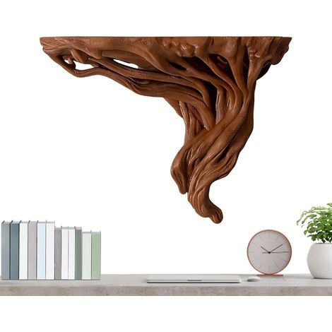 Rustic Wall Shelf, Retro Root Rack, Stylish Storage Ornament, Decorative Living Room Bathroom Kitchen Accent, Modern Nursery Office Farmhouse Display Unit, Furniture Piece for Books, Frames, Plants (1/5)