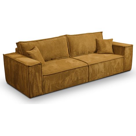 4-Sitzer Schlafsofa mit Bettkasten Isaac Cord Gelb