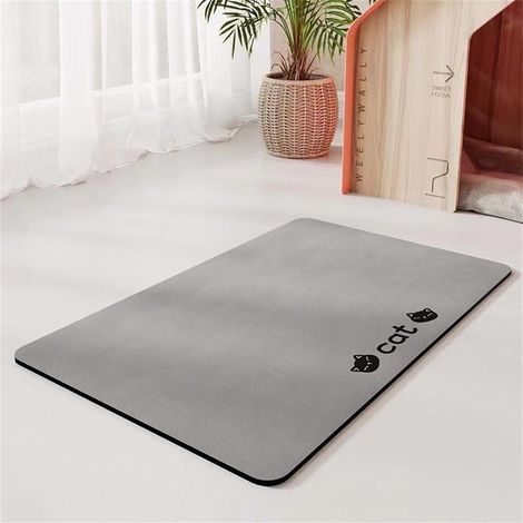 Cat and Dog Feeding Mat, Absorbent Non-Slip Pet Food and Water Mat, Washable and Easy to Clean - Cat Print (Light Grey, 35x50cm) (1/5)