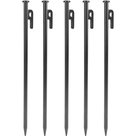 Lot de 5 piquets de tente multifonctions, métal robuste, pénétration facile, résistant à la corrosion, 30 cm, pour camping extérieur (1/5)
