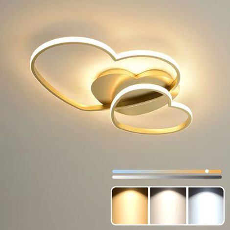 Plafonnier LED 40 W, plafonnier à encastrer à intensité variable avec télécommande, plafonnier décoratif en forme de cœur, 3 températures de couleur (1/5)