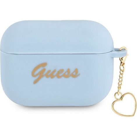 Funda Guess guaplschsb para AirPods Pro, color azul/azul, de silicona, con dije de corazón, colección Charm. (1/3)