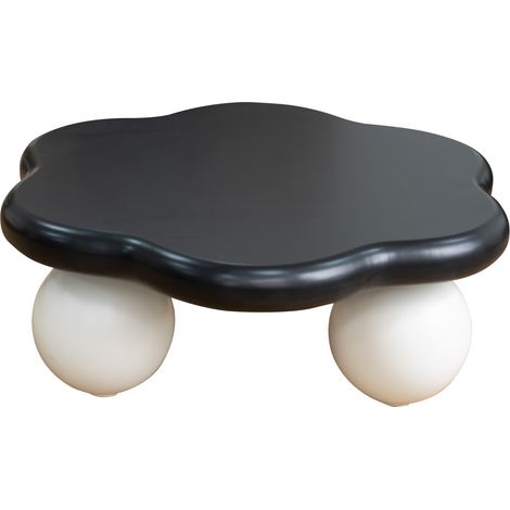 CHICFURN Tavolino basso a nuvola 79x79x31 cm nero e bianco, MDF, per piccoli spazi (1/5)