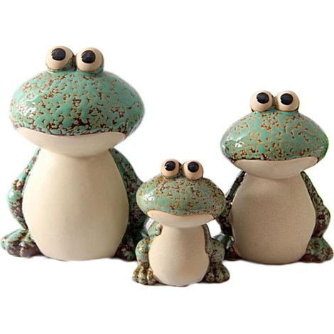 Lot de 3 grenouilles en céramique pour la décoration du