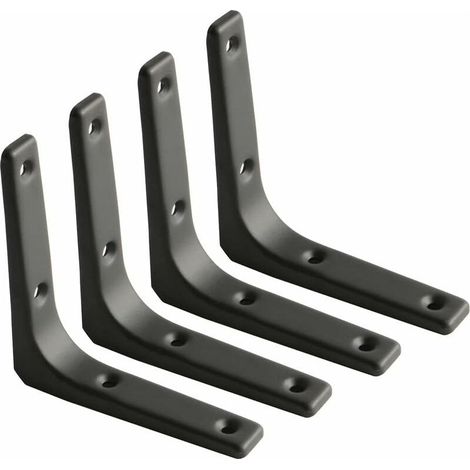 Équerre Étagère Murale, Équerre Métal Mat Noir, Support Étagère Métal pour Déco Cusine, Équerre Charge Lourde, 100mm100mm, 4pcs (1/4)