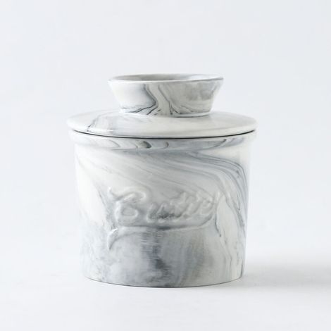 Gray ceramic water-cooled butter dish