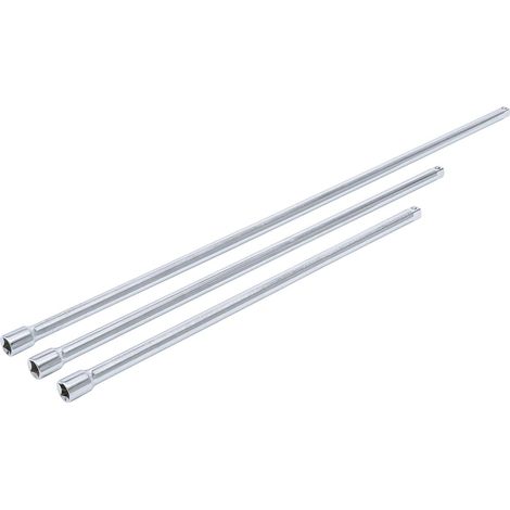 Jeu de 3 rallonges 3/8 très grandes longueurs – Acier au carbone – Pour outils avec carré d'entraînement – Dimensions 375/450/600 mm