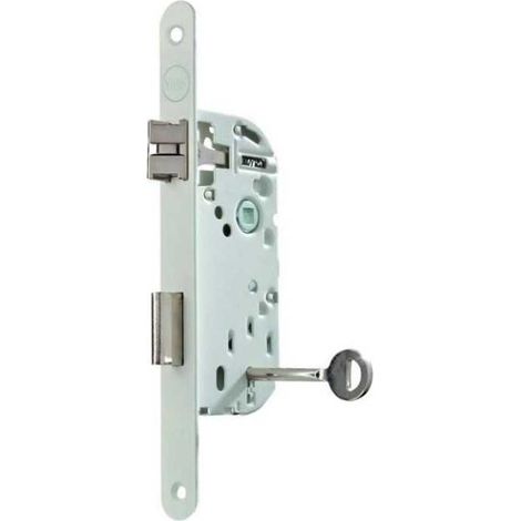 Serrure a encastrer a clé - YALE - Y75R-A40/B/SC - Axe 40 mm, coffre 135 mm - Certifié NF Niveau 2 - Blanc, Gâche et Clé inc
