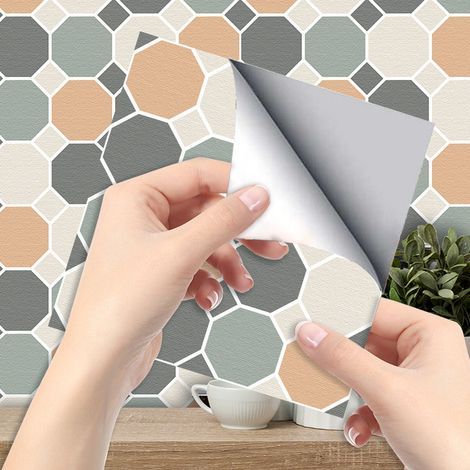 Set di 6 piastrelle per pavimento color verde curry (20 x 20 cm) - Piastrelle autoadesive per cucina, soggiorno, bagno e decorazione d'interni. Adesivi in PVC. (1/5)
