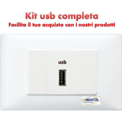 Presa usb completa monoblocco con placca bianca compatibile vimar