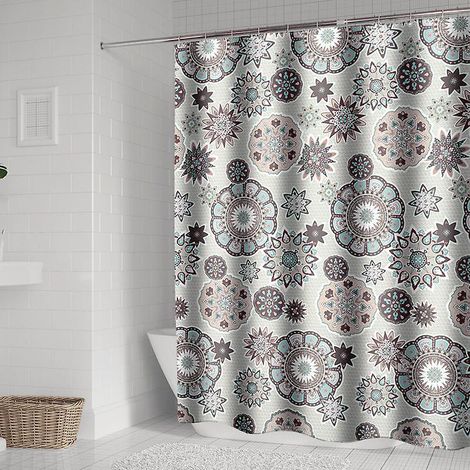 rideau De Douche Bohme Avec Des Crochets, 180x200cm Rideaux De Douche, Anti Moisissure Rideau De Salle De Bain Tissu Polyester Lavables Impermable