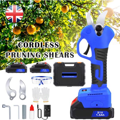 21V Cordless Garden Secateurs Electric Pruning Shears for Gardening Cutting Tool 2 Batteries
