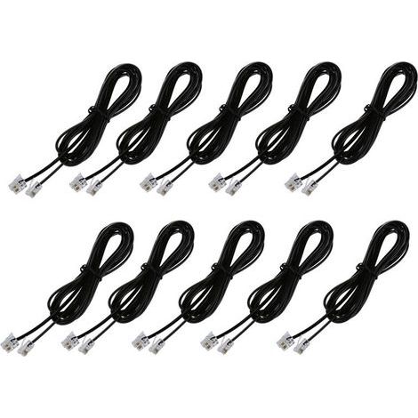 10 lignes téléphoniques modem ADSL RJ11 6P4C, de 2 mètres chacune (1/4)