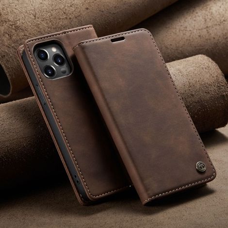 Kompatibel mit iPhone 13 Handyhülle Lederhülle Klapphülle Kaffeebraun Apple 13max