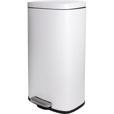 Poubelle Cuisine 30 Litres en Acier Métal, Blanc (1/5)