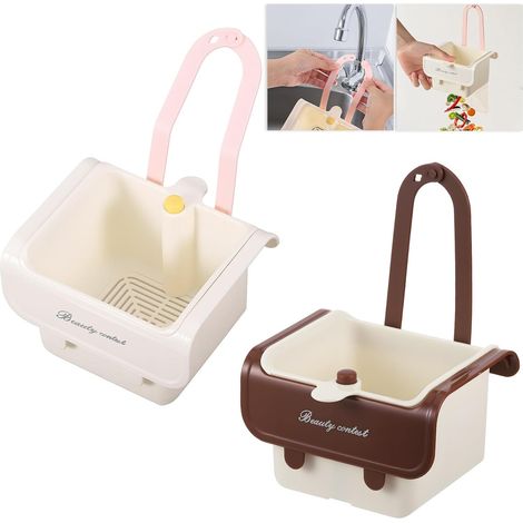 2 Passoire Evier, Sink Strainer avec Bouton Pression et Design Autonettoyante Mains Libres, Passoire Plastique pour Évier de Cuisine