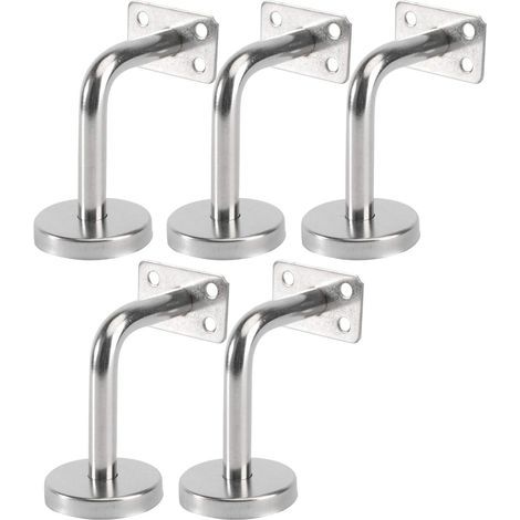 Lot de 5 Support Main Courante Inox - Murale Supports de Main Courante pour Escalier Exterieur Intérieur, Rampe Escalier Bois, Rail D'escalier (6x8x5cm/2.7x3.1x2.0in) (1/5)