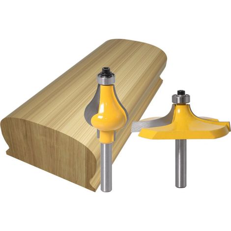 2pcs Handrail Router Bit Set - Standard/Flute Moulding Cutter - Shank for Staircase & rampes handrails (1/4)
