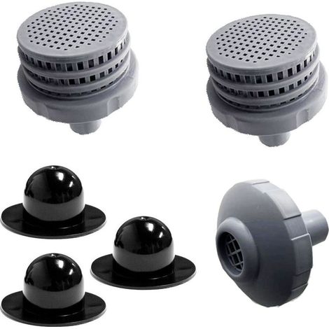 3 Kit de connecteurs et bouchons, Noir, pour tuyaux piscine gonflable tubulaire (1/5)