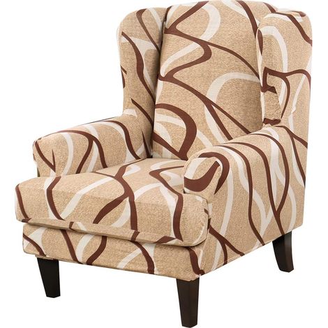 Set of 2 stretch spandex wingback chair covers for wingback sofas (colour 589) (1/5)