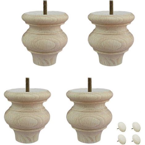 Massivholz-Möbelbeine, unbehandelte Kugelfüße, runde Sofafüße aus Holz, für Bett, Couch, Schrank, Bank, Stuhl, Hocker, Tisch, TV-Ständer – Lov-A-Clear
