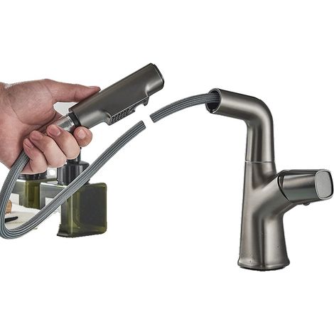 Robinet de lavabo, Monocommande, Matériaux durables, Gris (1/2)