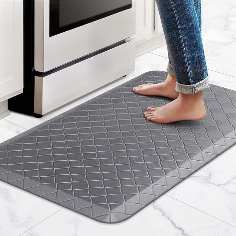 Kitchen floor mat, directly supplied, thickened PVC, anti-fatigue, non-slip, waterproof, oil-proof, and non-slip leather rug - gray - 44120CM12MM