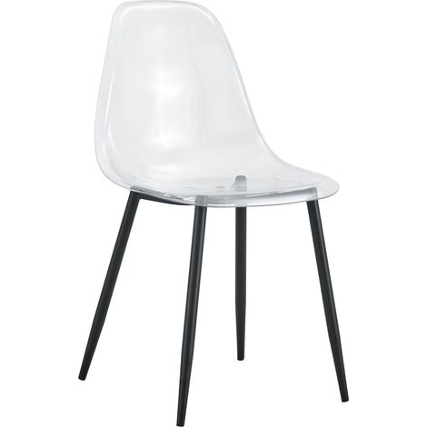 Set di 4 sedie da pranzo trasparenti in plastica con gambe in metallo nero MODENUIT (1/5)