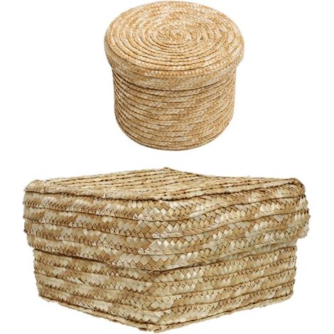 de rangement Healeved en osier tressé lot de 2 avec