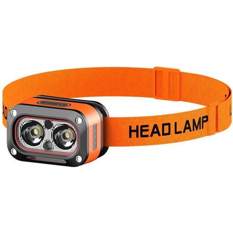 Lampe frontale LED rechargeable ultra puissante de 500 mAh et 5 W, avec éclairage blanc, jaune et rouge, pour casques de chantier, avec détecteur de mouvement, étanche, idéale pour le camping, la rand (1/5)