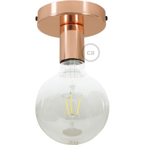 Fermaluce Metal, il punto luce in metallo a parete o soffitto  Con lampadina - Rame - No