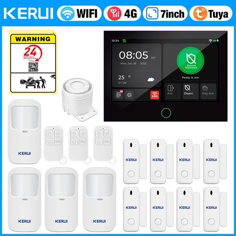 (Pack 9) Système d'alarme de sécurité pour maison intelligente WiFi 4G, kit d'alarme GSM sans fil, adapté à un usage résidentiel. (1/5)