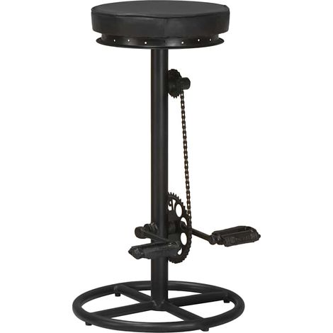 Maison Exclusive - Tabourets de bar lot de 2 noir cuir véritable de chèvre (1/5)