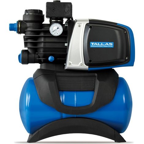 Tallas D-BOOST 850 Hauswasserwerk - 3.180 L/Std. - 850W - Förderhöhe 43 m - Automatische Ein- / Ausschaltung - Inkl. Wasserfilter - Gartenpumpe
