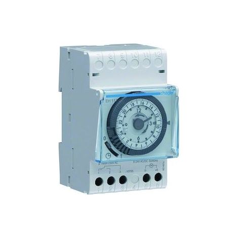 Hager EH111 1-channel 24-hour electromechanical timer switch with power reserve