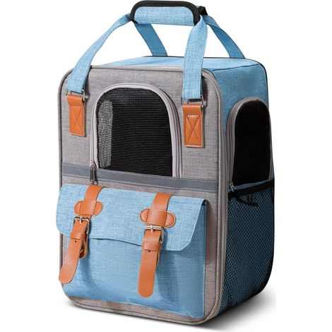 Cat Dog Backpack Carry Bag Portable Comfortable Breathable for Small Dogs Puppy Large Cats Pet Travel Hiking Camping Carrier Backpacks Blue