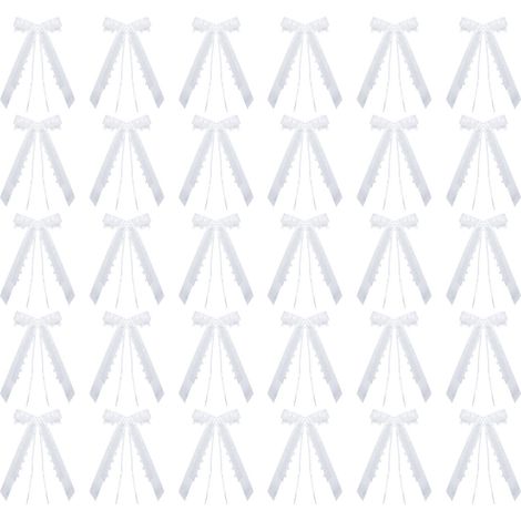 30 Nœuds Ruban Satin Blanc Décoration Voiture Mariage Cérémonie Anniversaire (1/5)