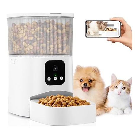 Automatic Cat Food Dispenser, Automatic Cat Feeder with Camera, WiFi, Timer Function (White) (1/5)